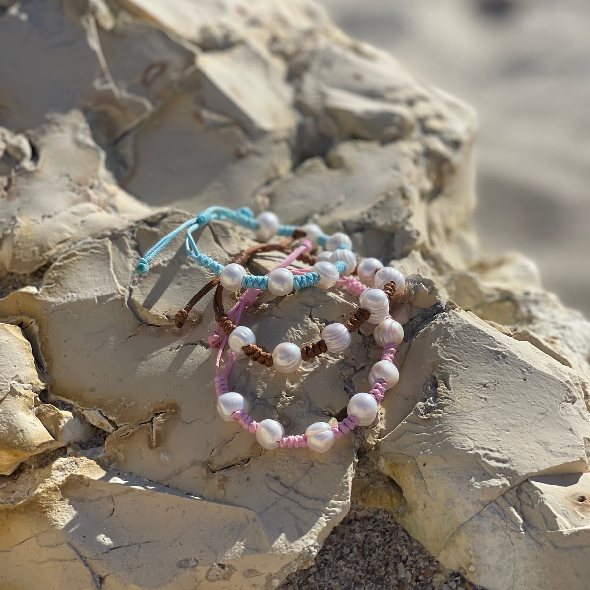 Capri Pearl Woven Bracelet - Pink