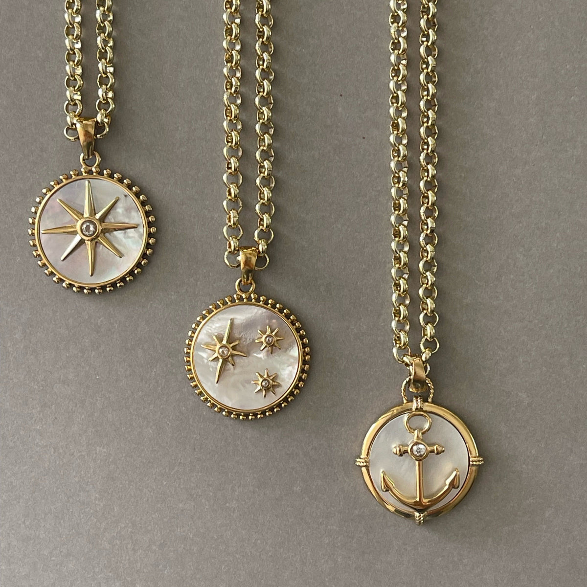Anchor Charm Medallion Necklace