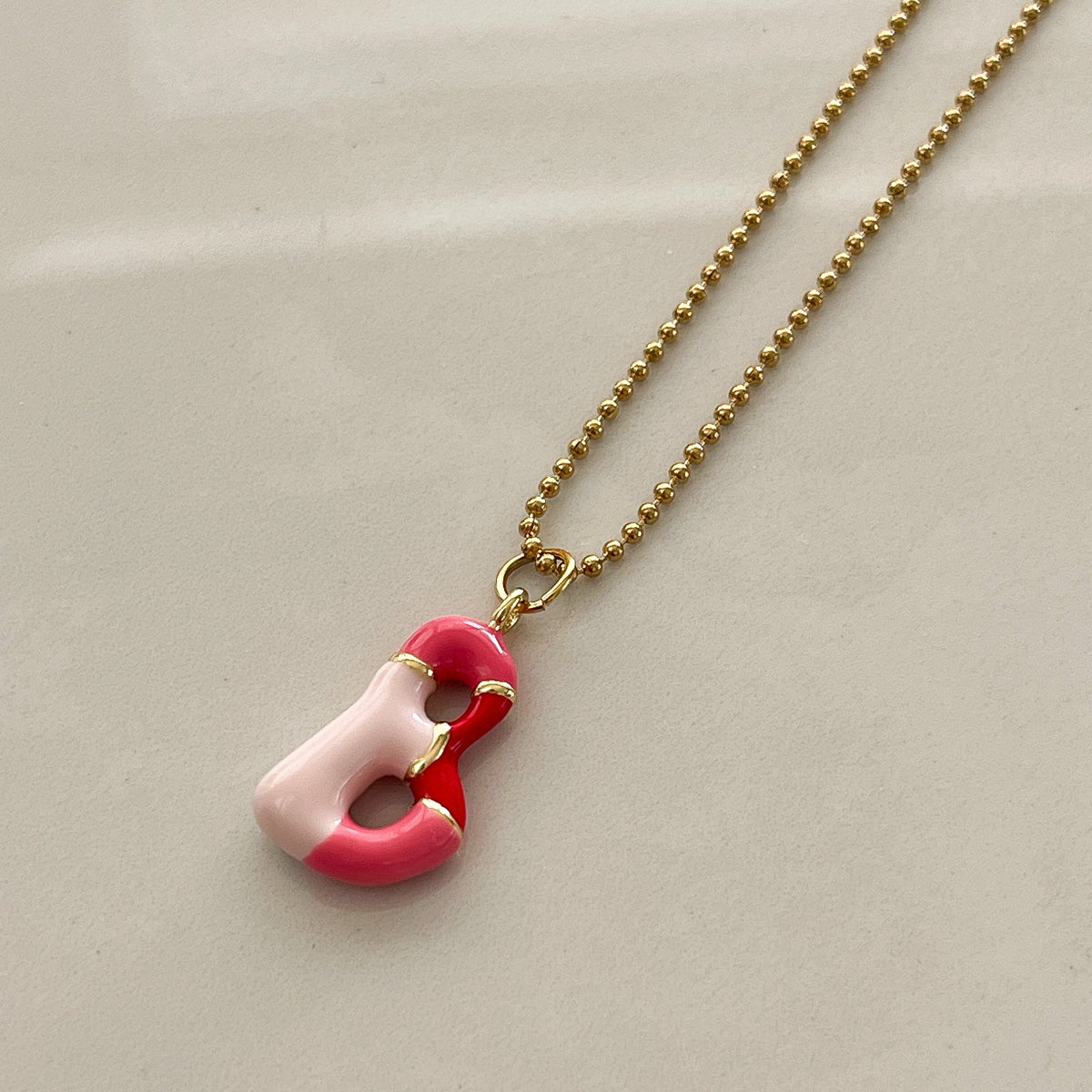 B Intial Charm Letter Necklace