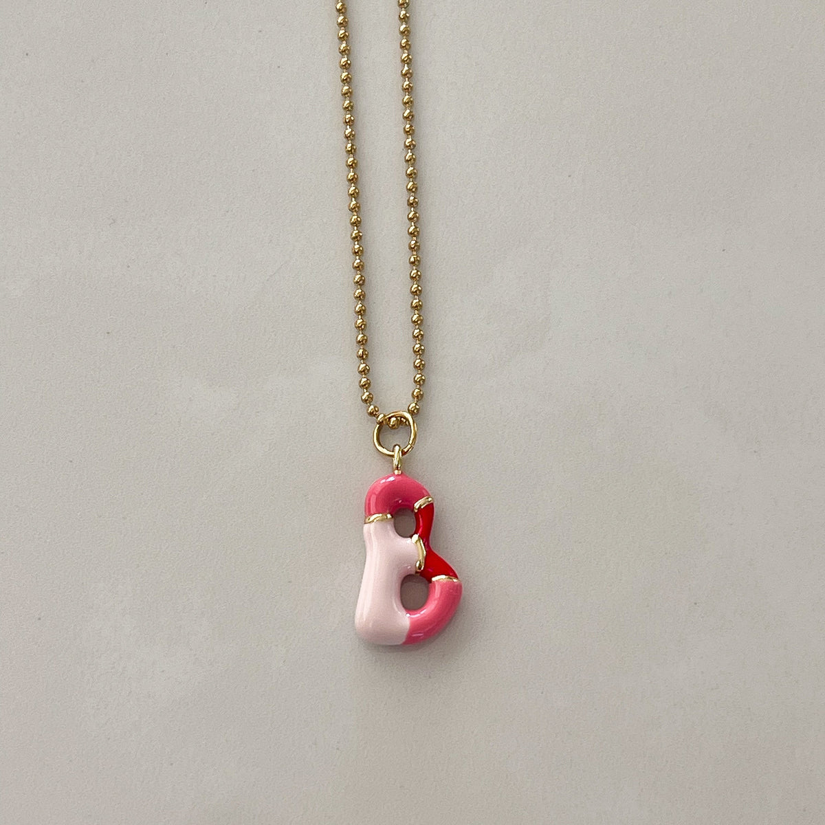 B Intial Charm Letter Necklace