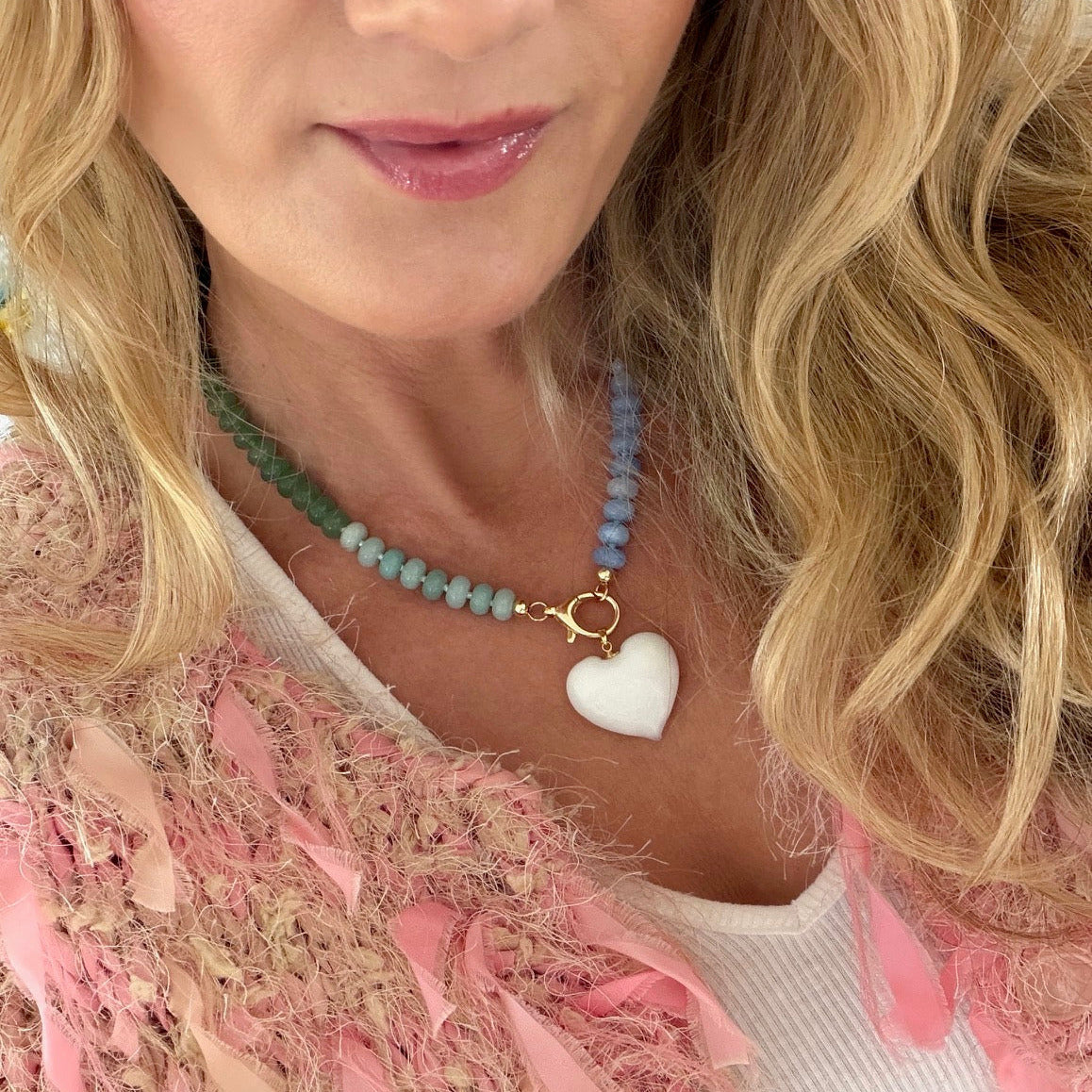 Bauble Heart Candy Necklace | White