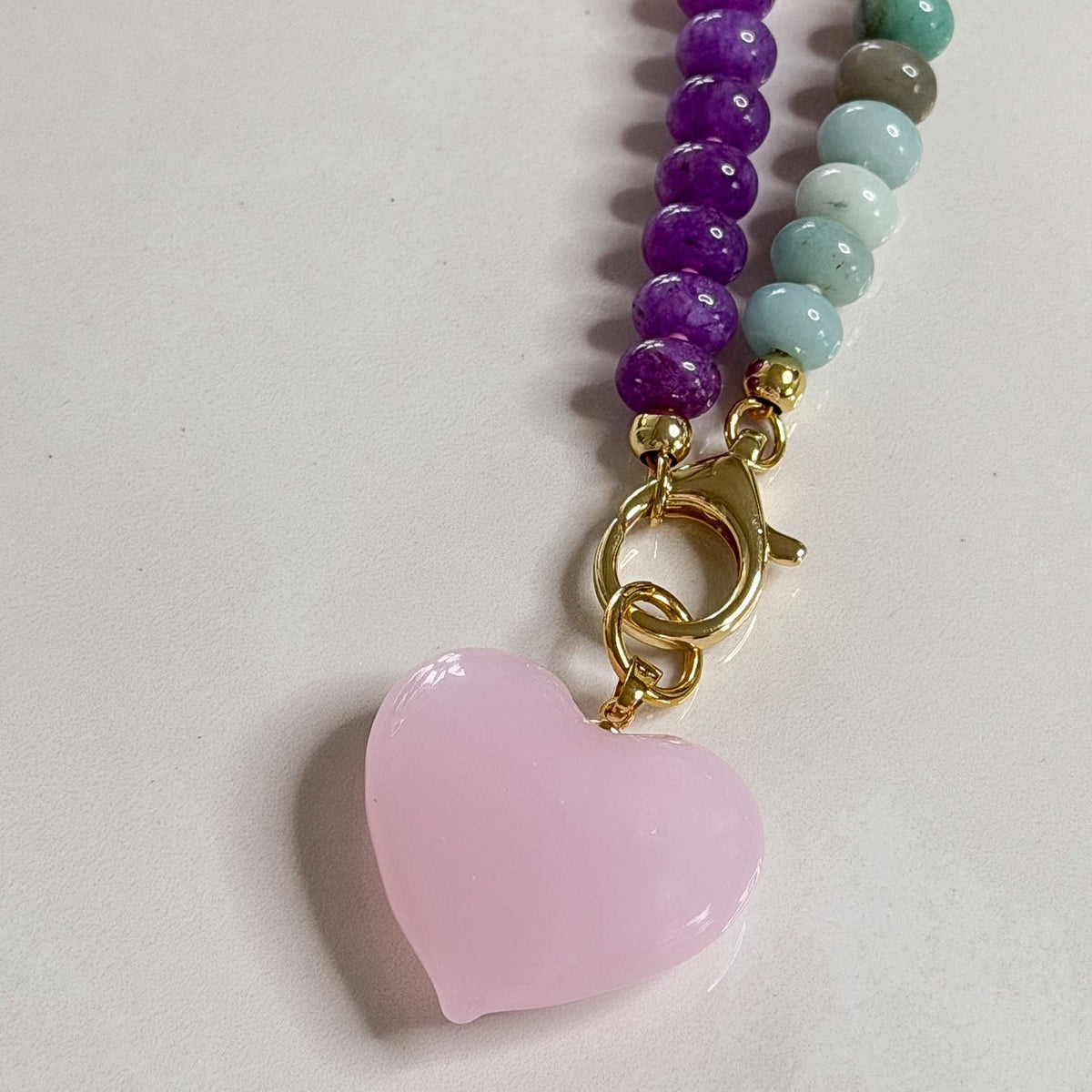 Bauble Heart Candy Necklace | Pastel Pink