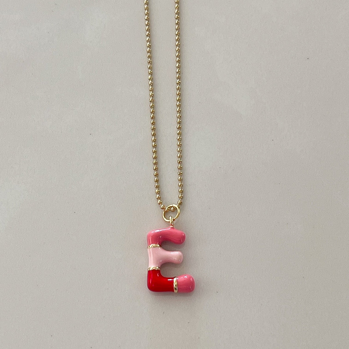 E Intial Charm Letter Necklace