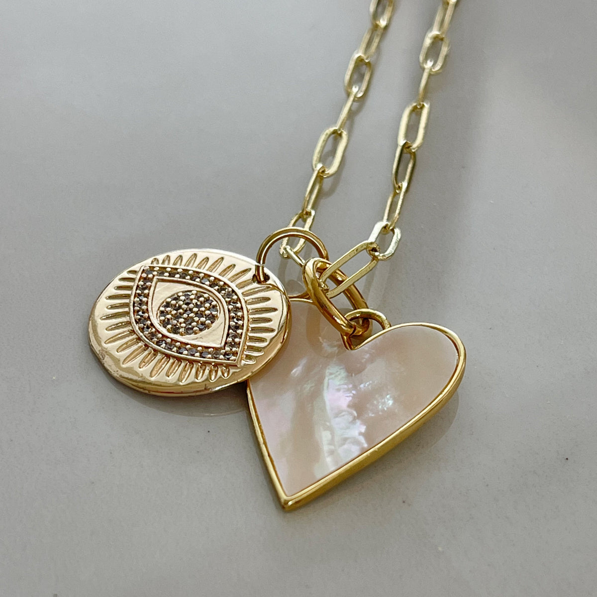 Mother of Pearl Heart Charm | Large