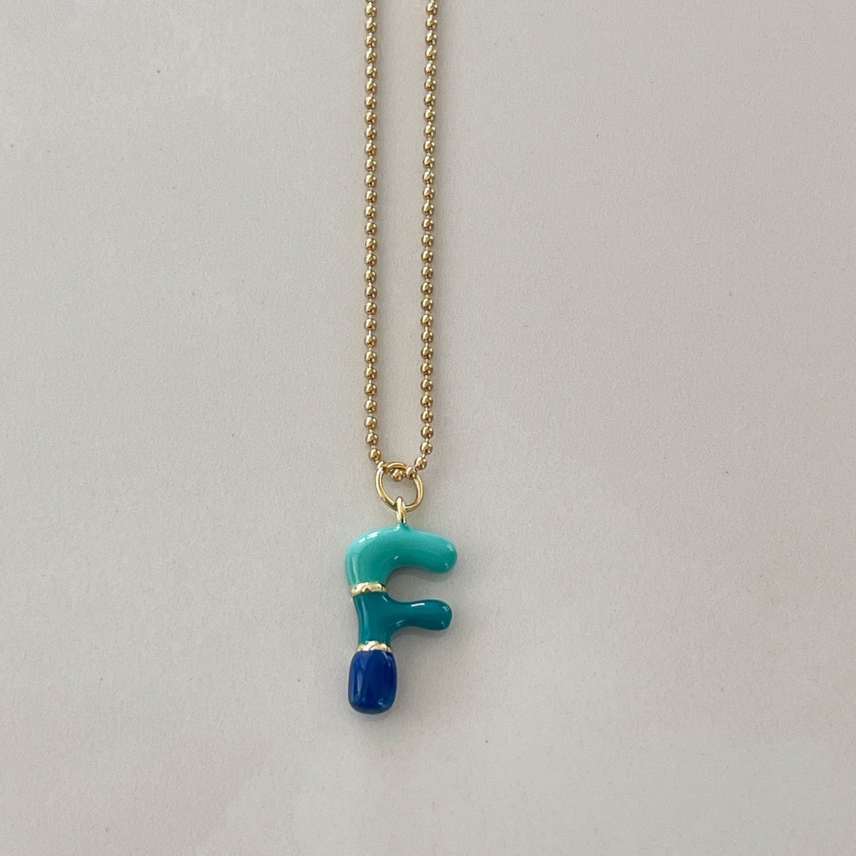 F Intial Charm Letter Necklace