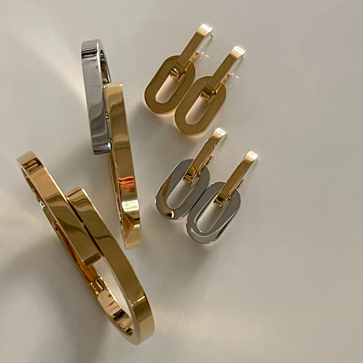 Gigi Double Link Detachable Earrings | Two Tone