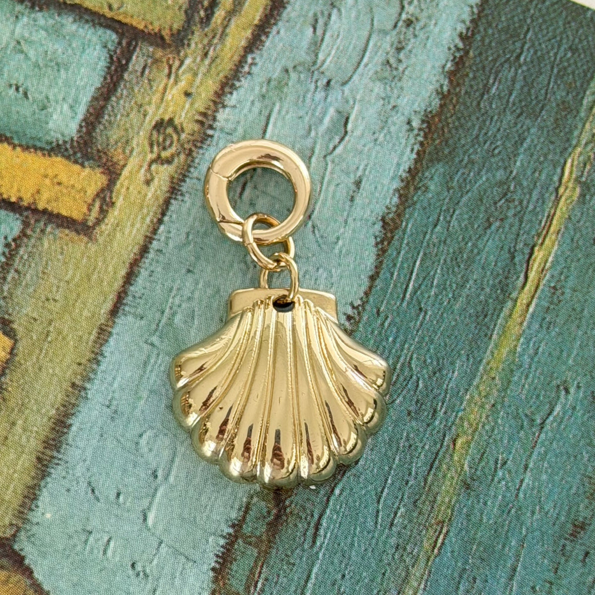 Golden Scallop Shell Charm