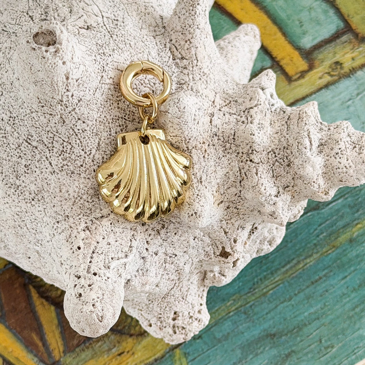 Golden Scallop Shell Charm