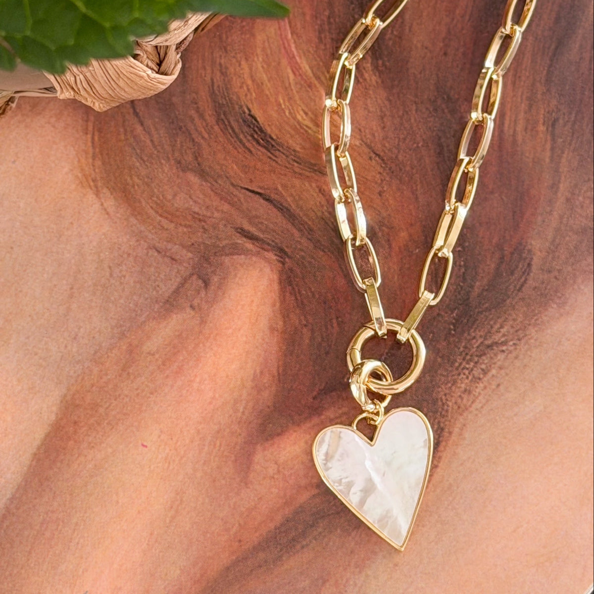 Heart Of LOVE Charm Pendant Necklace | Mother Of Pearl