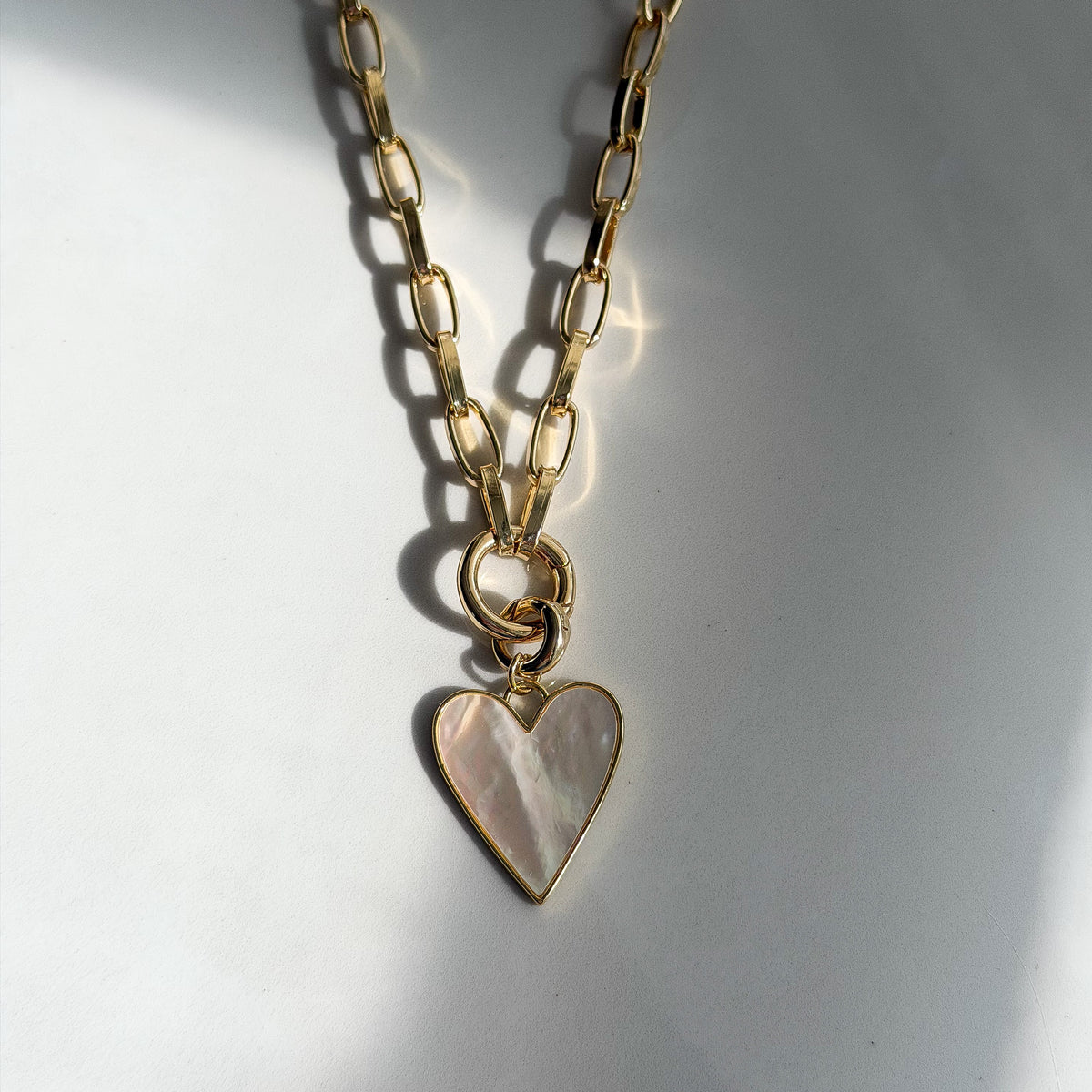 Heart Of LOVE Charm Pendant Necklace | Mother Of Pearl