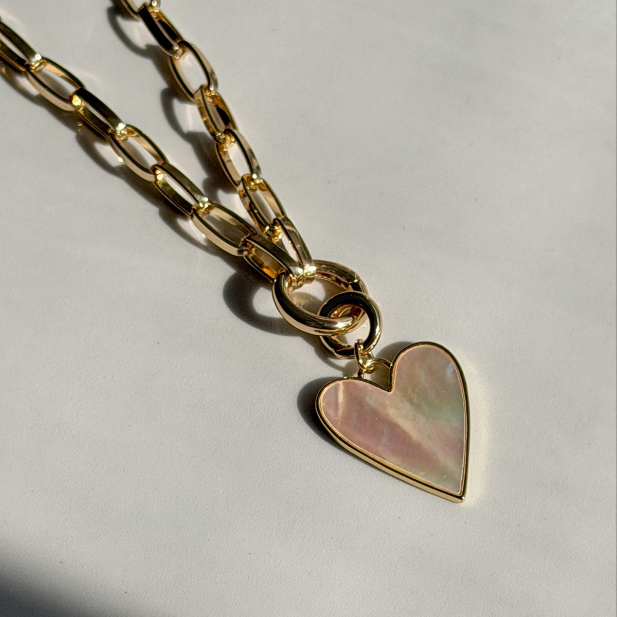 Heart Of LOVE Charm Pendant Necklace | Mother Of Pearl
