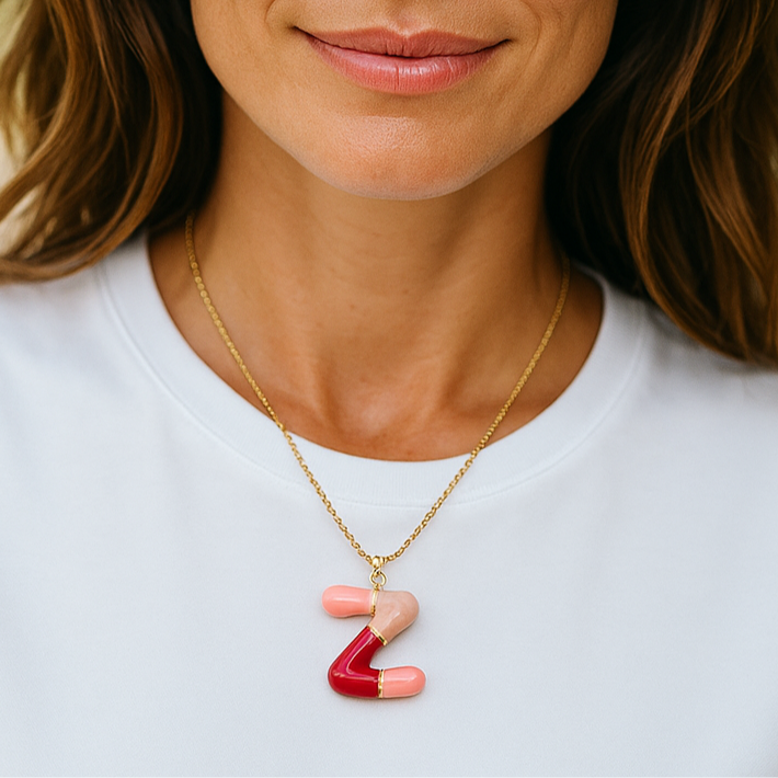 Z Intial Charm Letter Necklace
