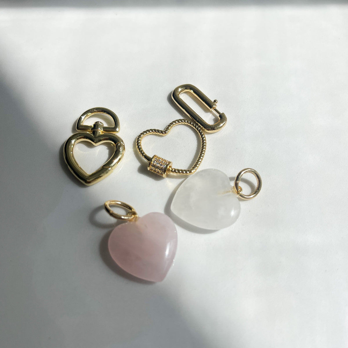 White Quartz Heart Charm