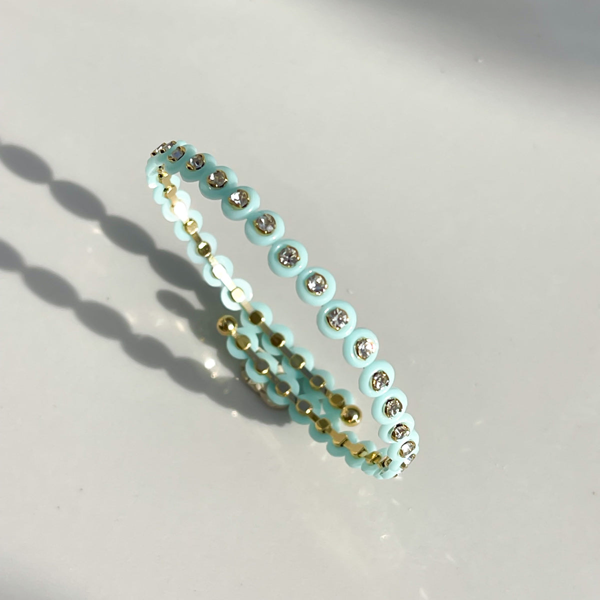 Isla Button Wrap Bracelet | Aqua Enamel | Tennis With Ema X IDALIA Exclusive