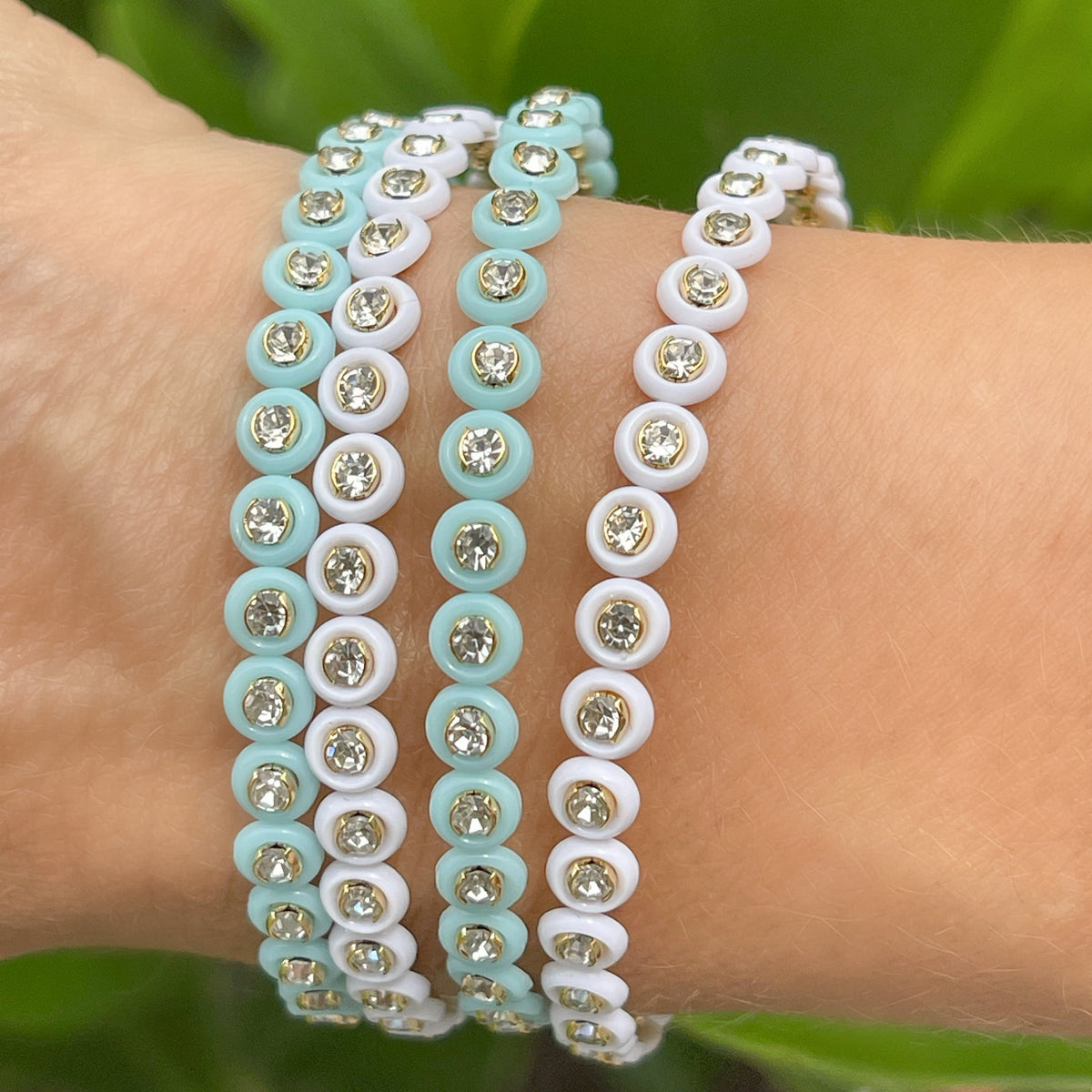Isla Button Wrap Bracelet | Aqua Enamel | Tennis With Ema X IDALIA Exclusive