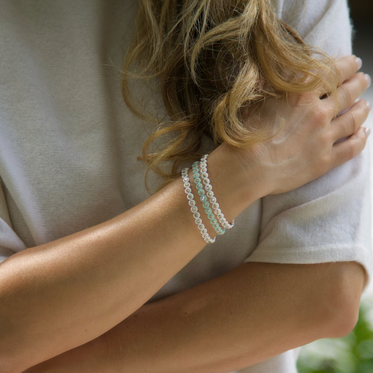 Isla Button Wrap Bracelet | Aqua Enamel | Tennis With Ema X IDALIA Exclusive