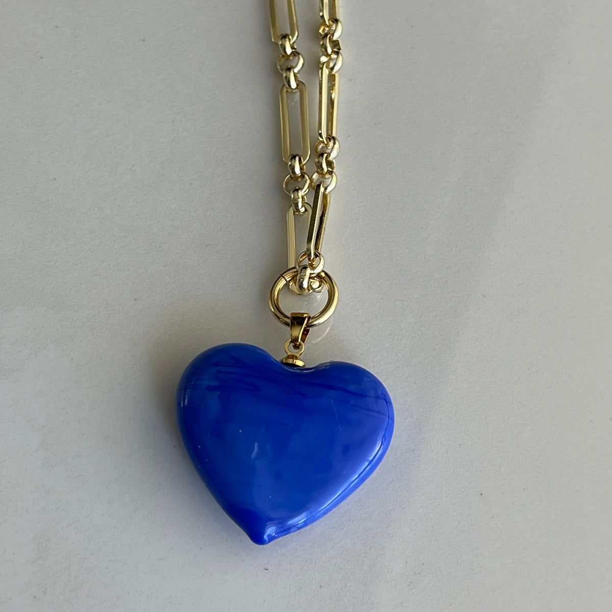 Murano Glass Bauble Heart Necklace | Indigo