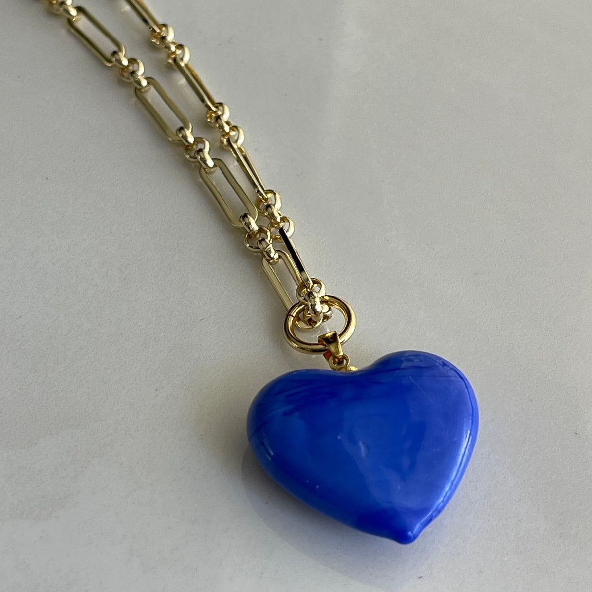 Murano Glass Bauble Heart Necklace | Indigo