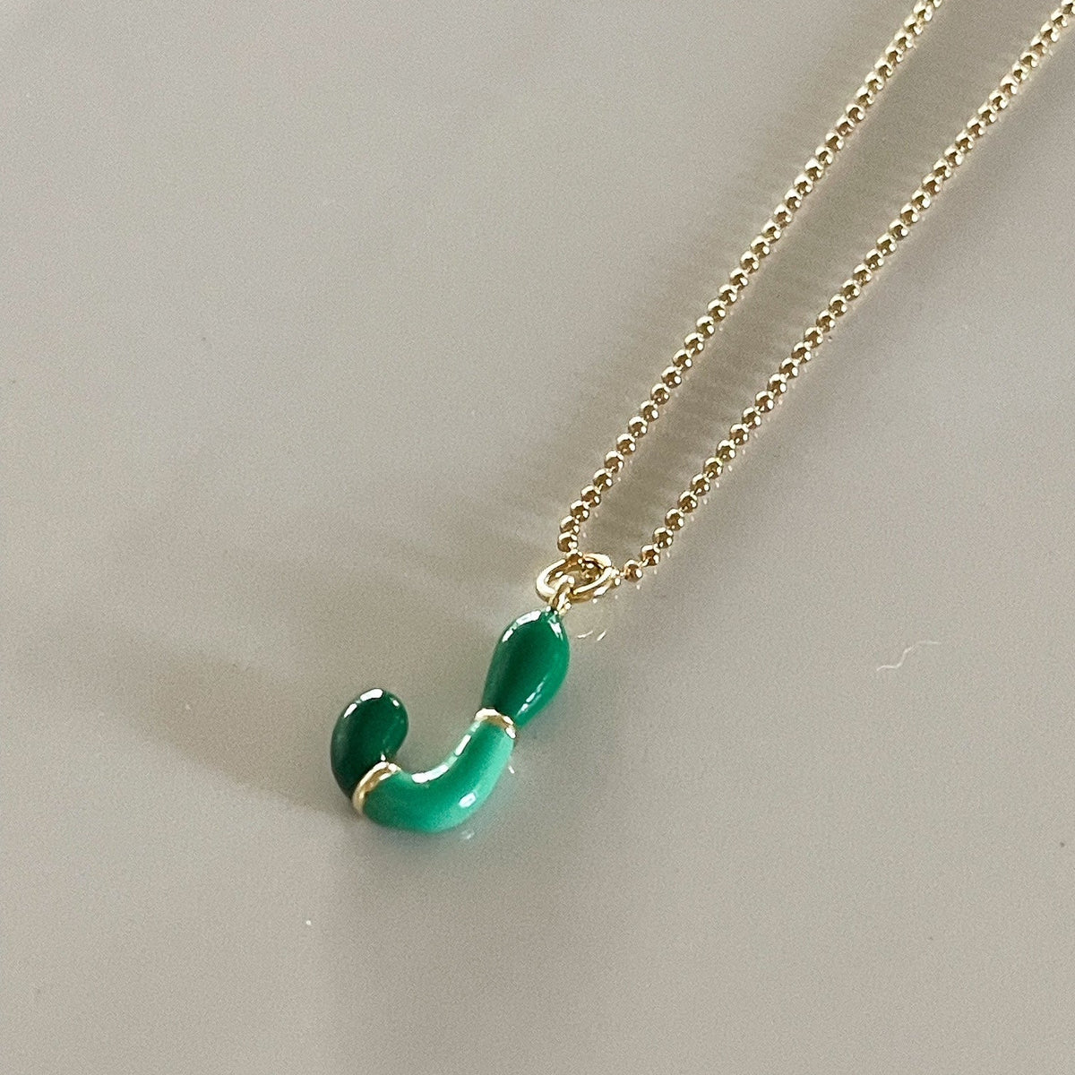 J Intial Charm Letter Necklace