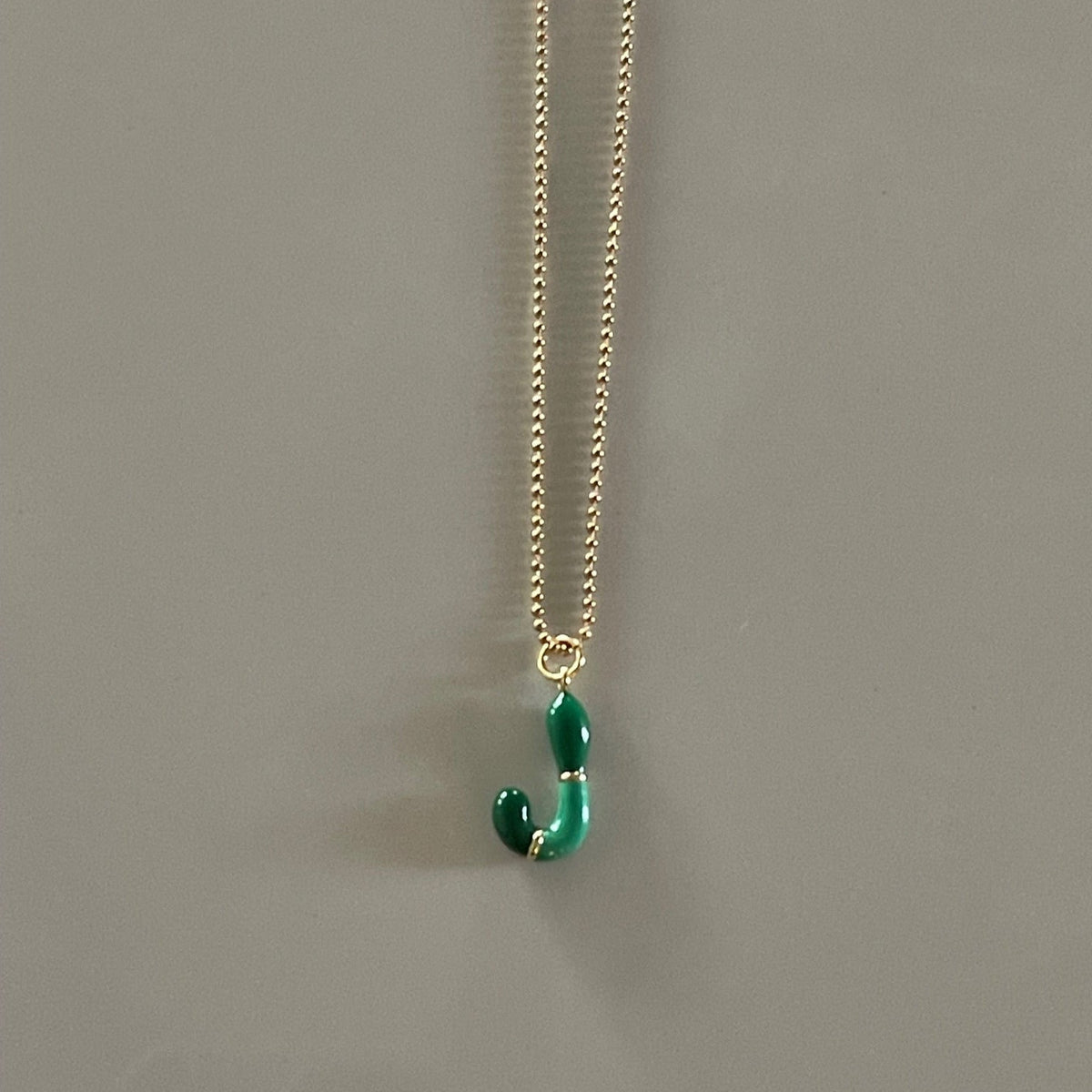 J Intial Charm Letter Necklace