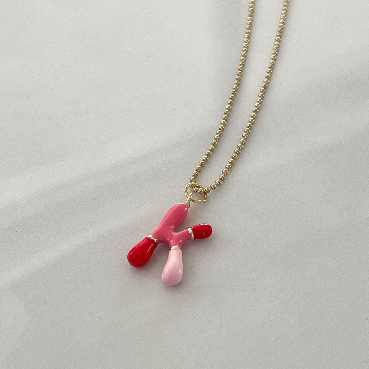 K Intial Charm Letter Necklace