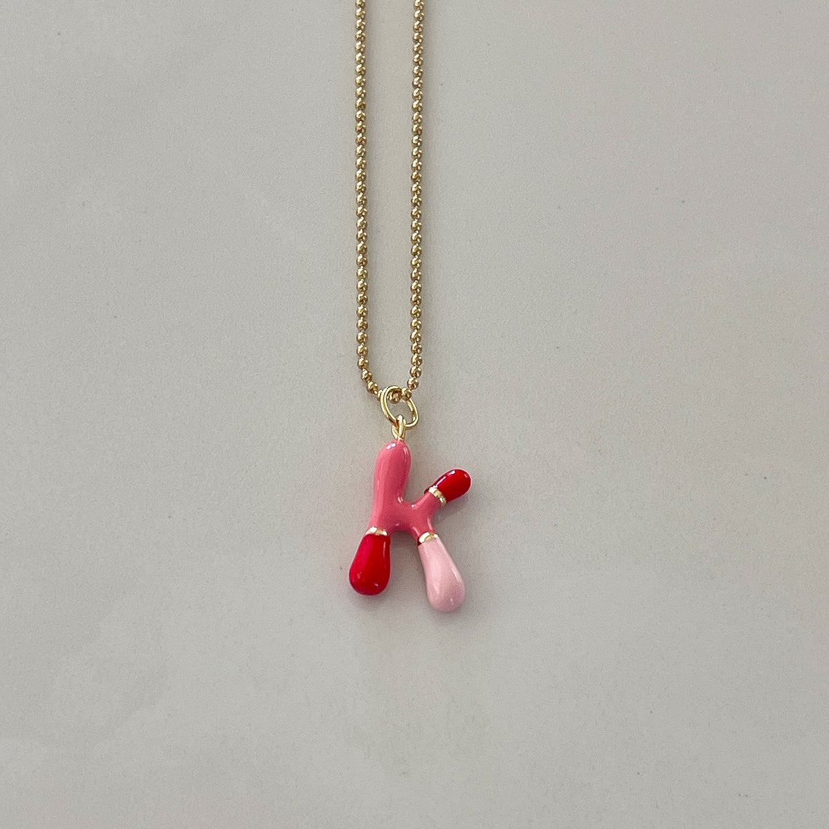 K Intial Charm Letter Necklace