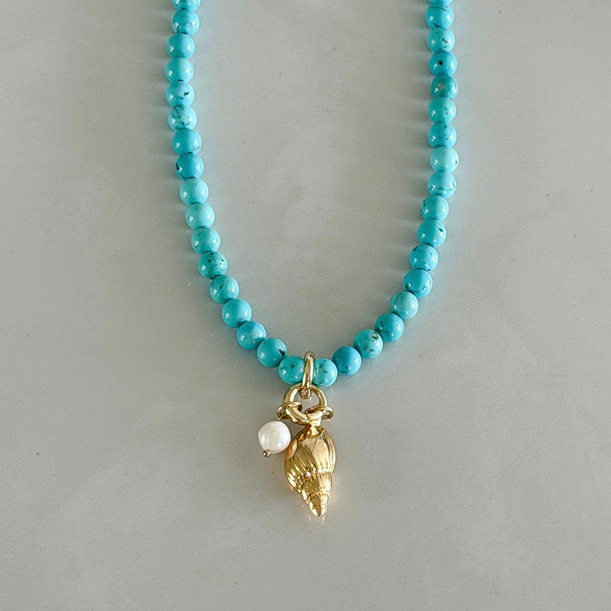 Kali Natural Turquoise & Conch Shell Pendant Necklace
