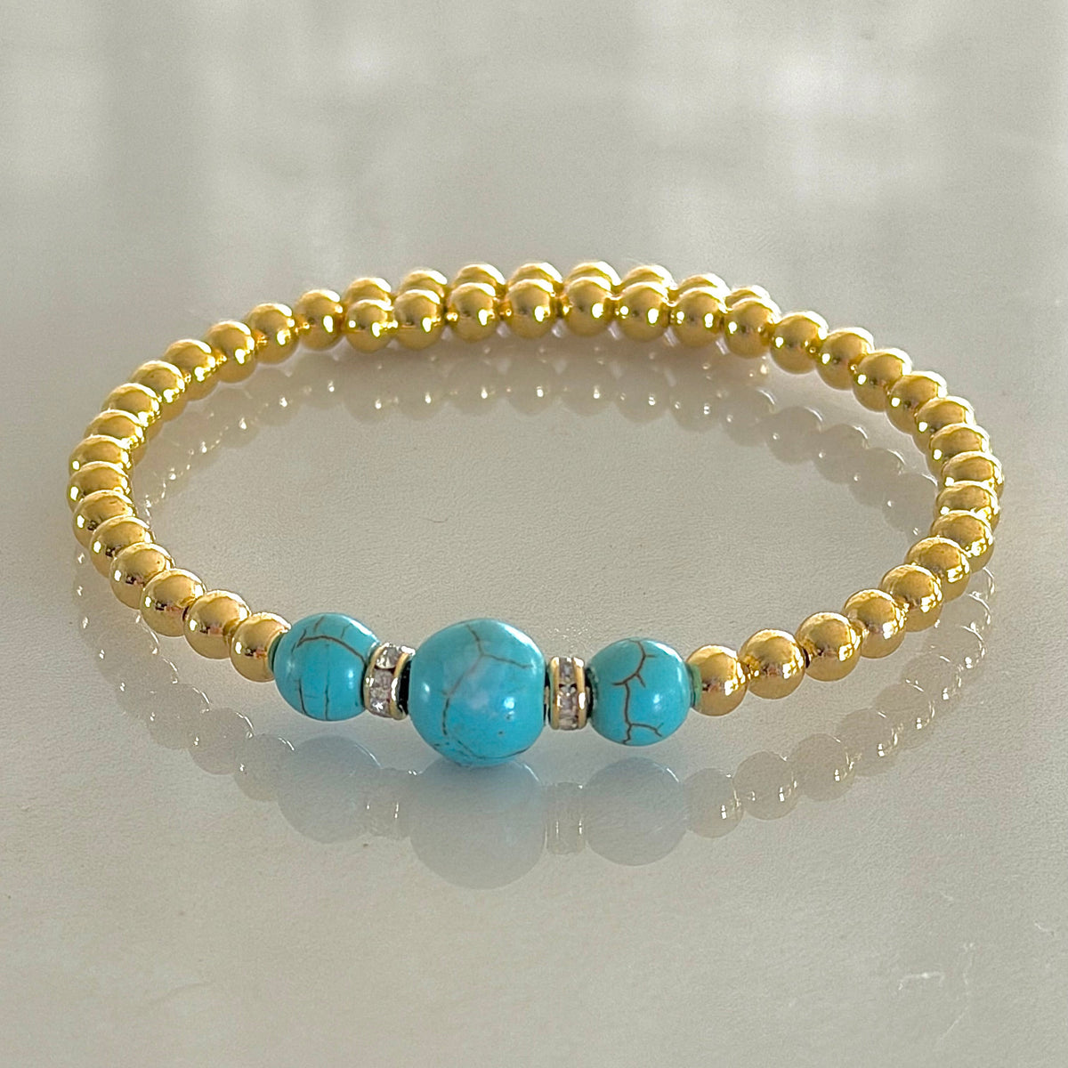Kali Natural Turquoise Gold Beads Bracelet