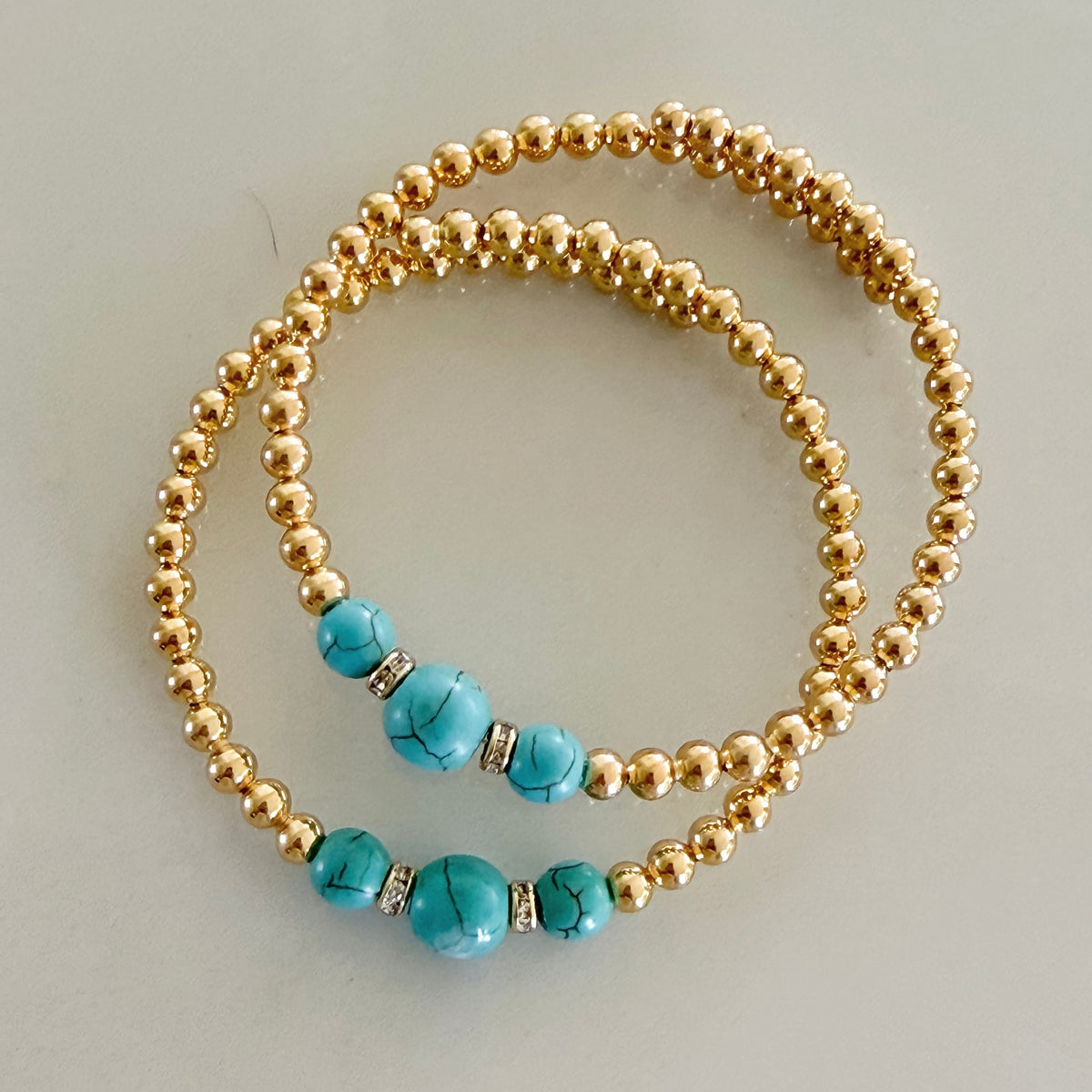 Kali Natural Turquoise Gold Beads Bracelet