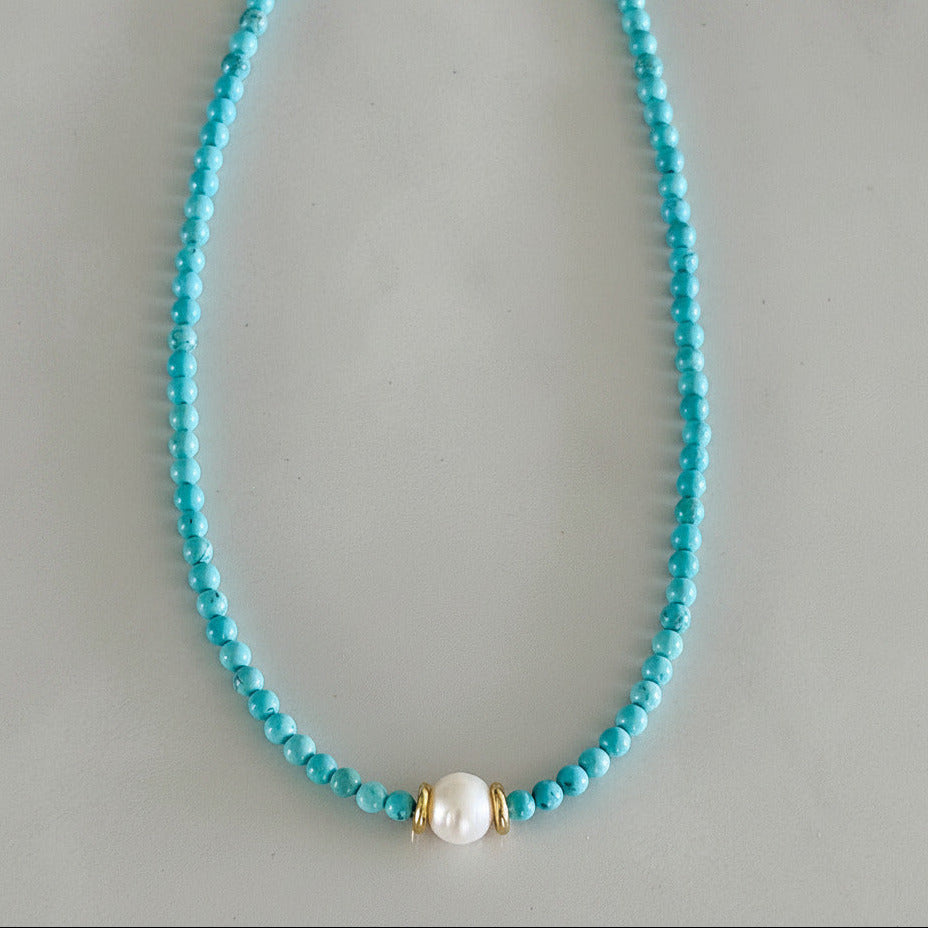 Kali Natural Turquoise & Pearl Necklace