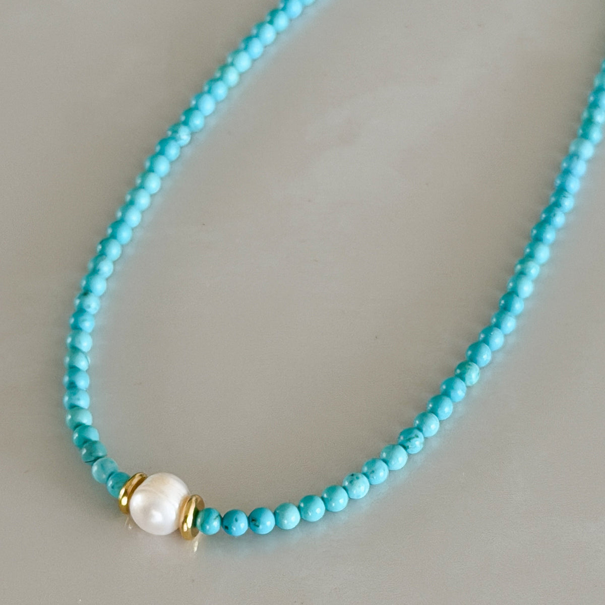 Kali Natural Turquoise & Pearl Necklace
