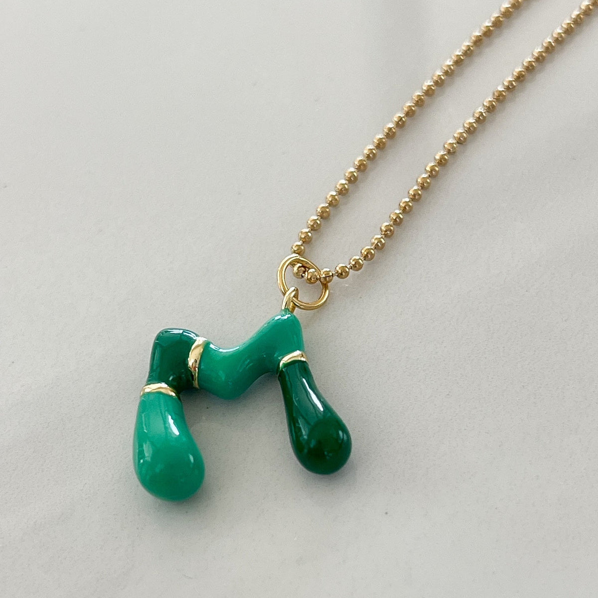 M Intial Charm Letter Necklace