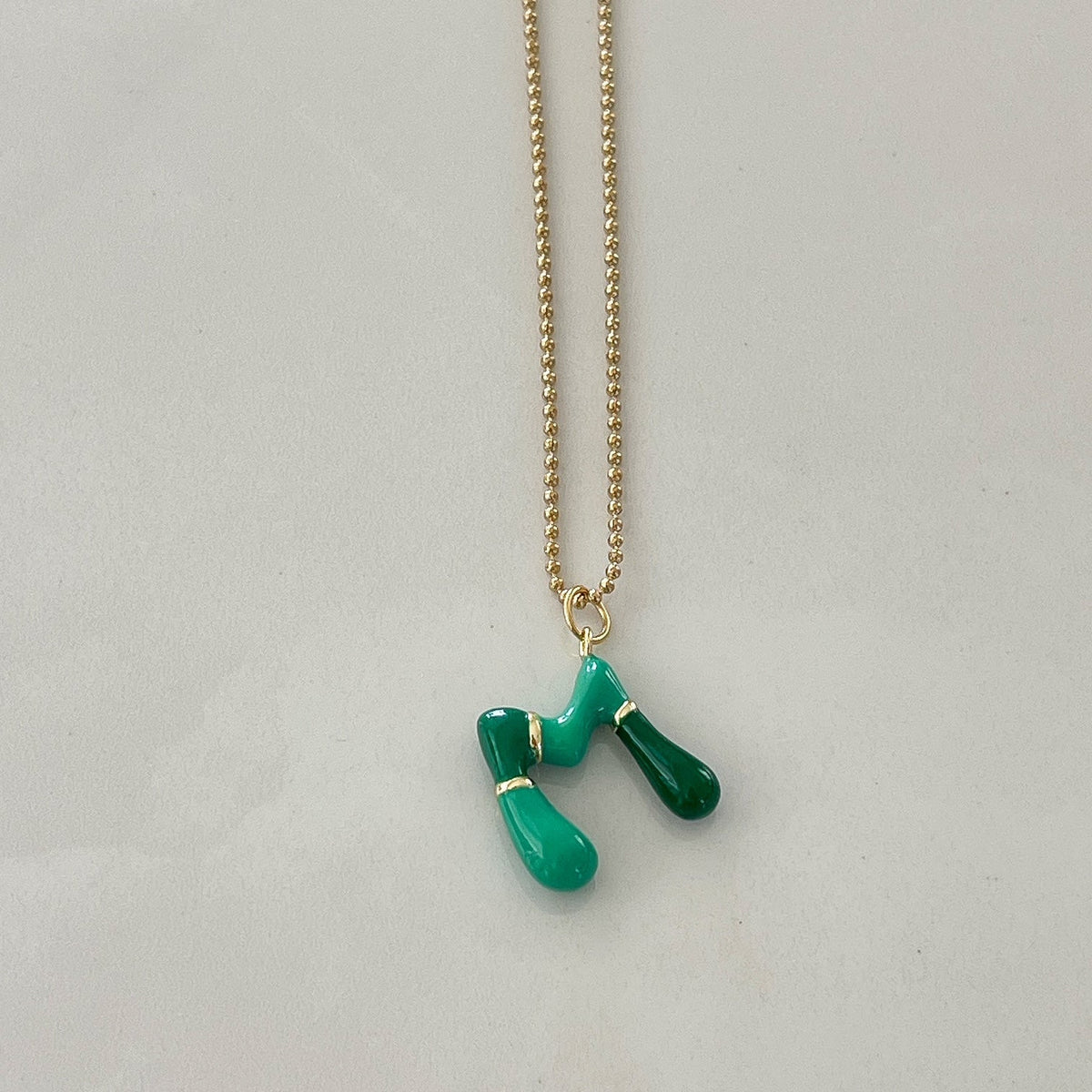 M Intial Charm Letter Necklace
