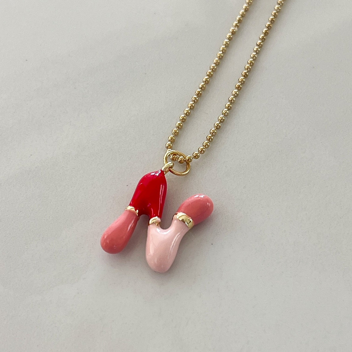 N Intial Charm Letter Necklace