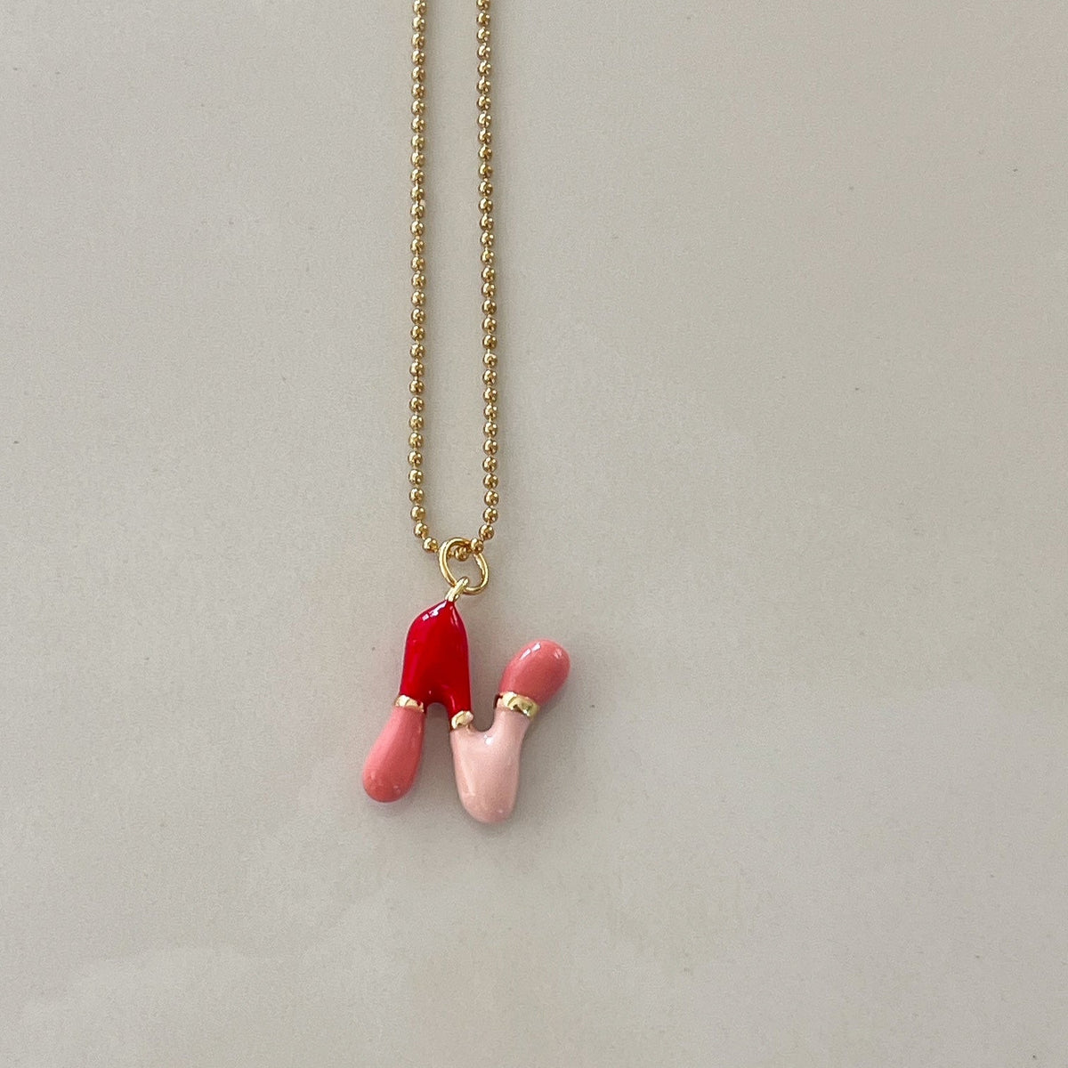N Intial Charm Letter Necklace