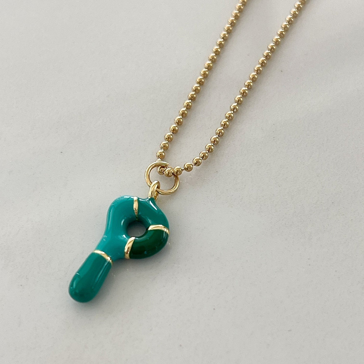 P Intial Charm Letter Necklace