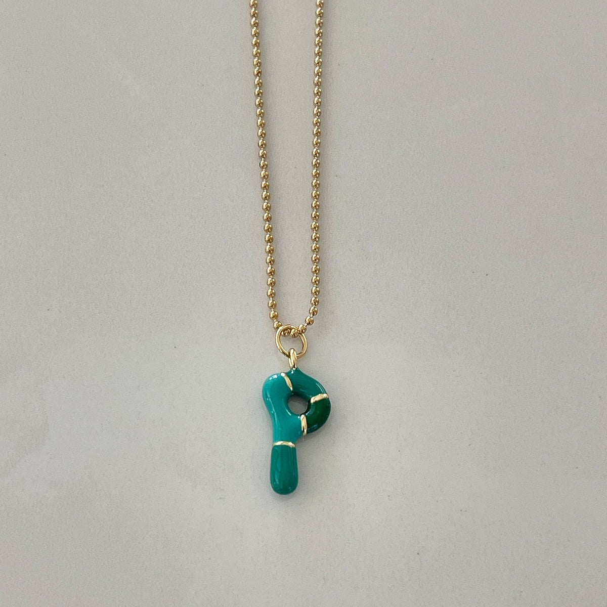 P Intial Charm Letter Necklace