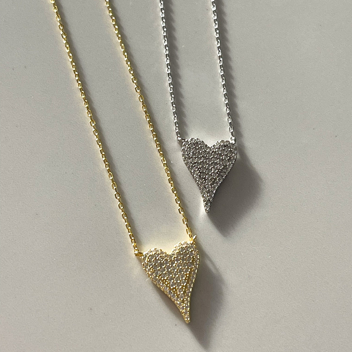 Eternity Pavé Heart Necklace | Silver