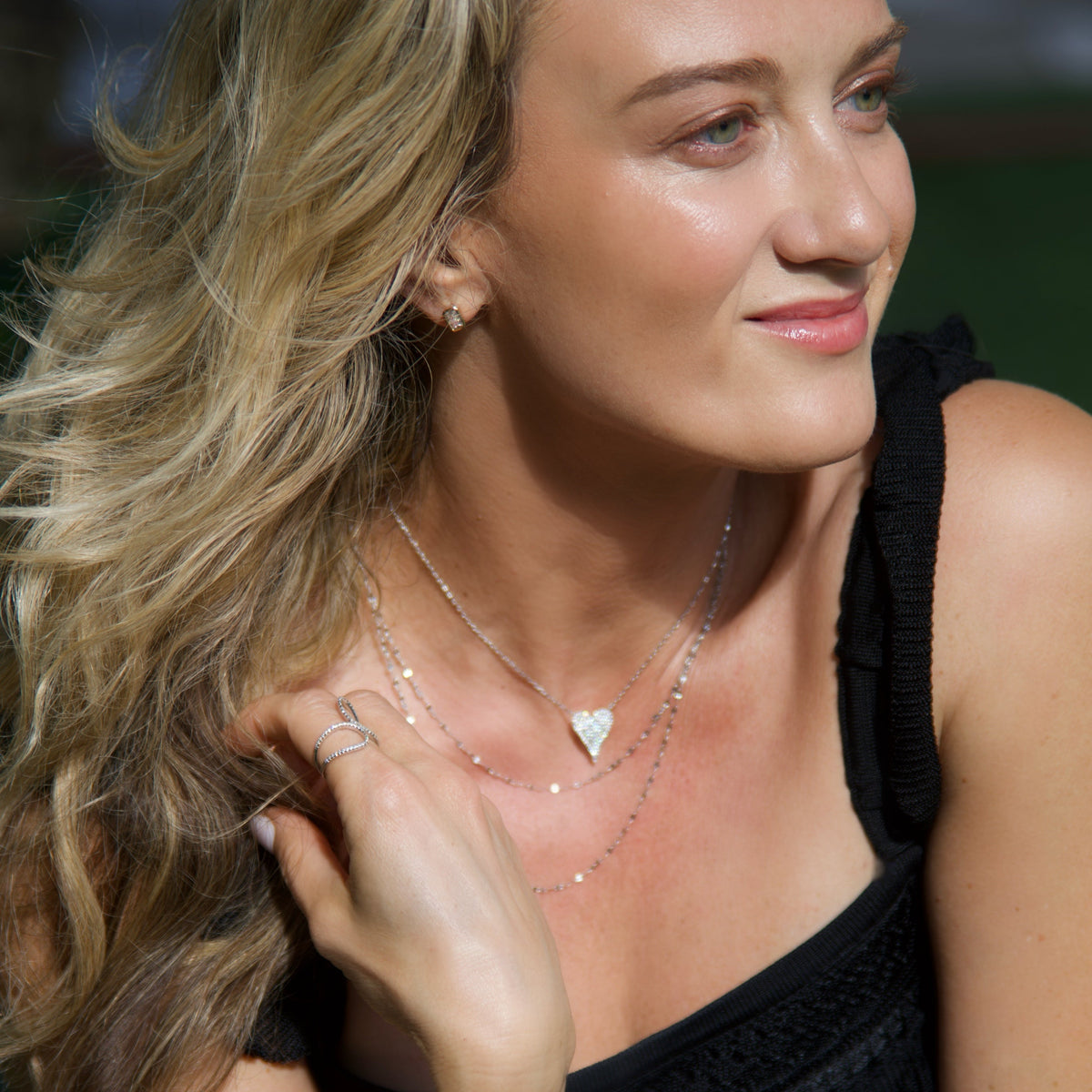 Halo Double Strand Necklace | Silver