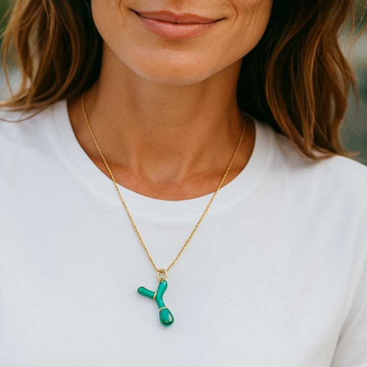 Y Intial Charm Letter Necklace