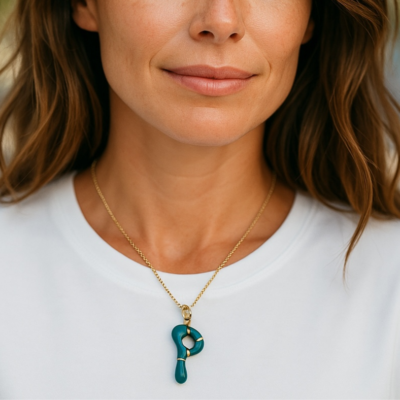 P Intial Charm Letter Necklace