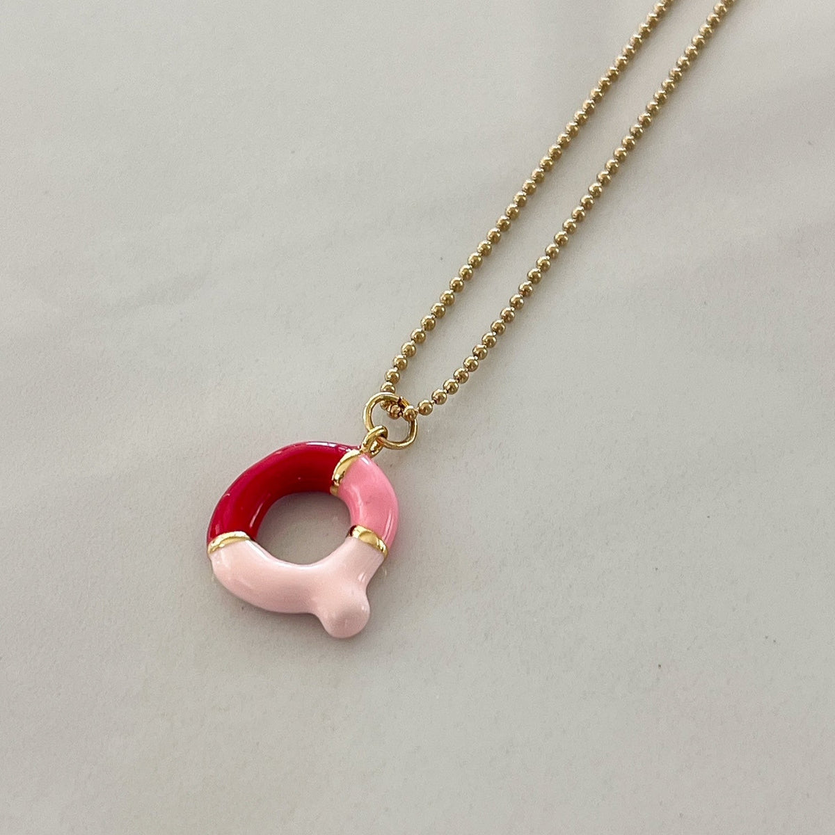 Q Intial Charm Letter Necklace