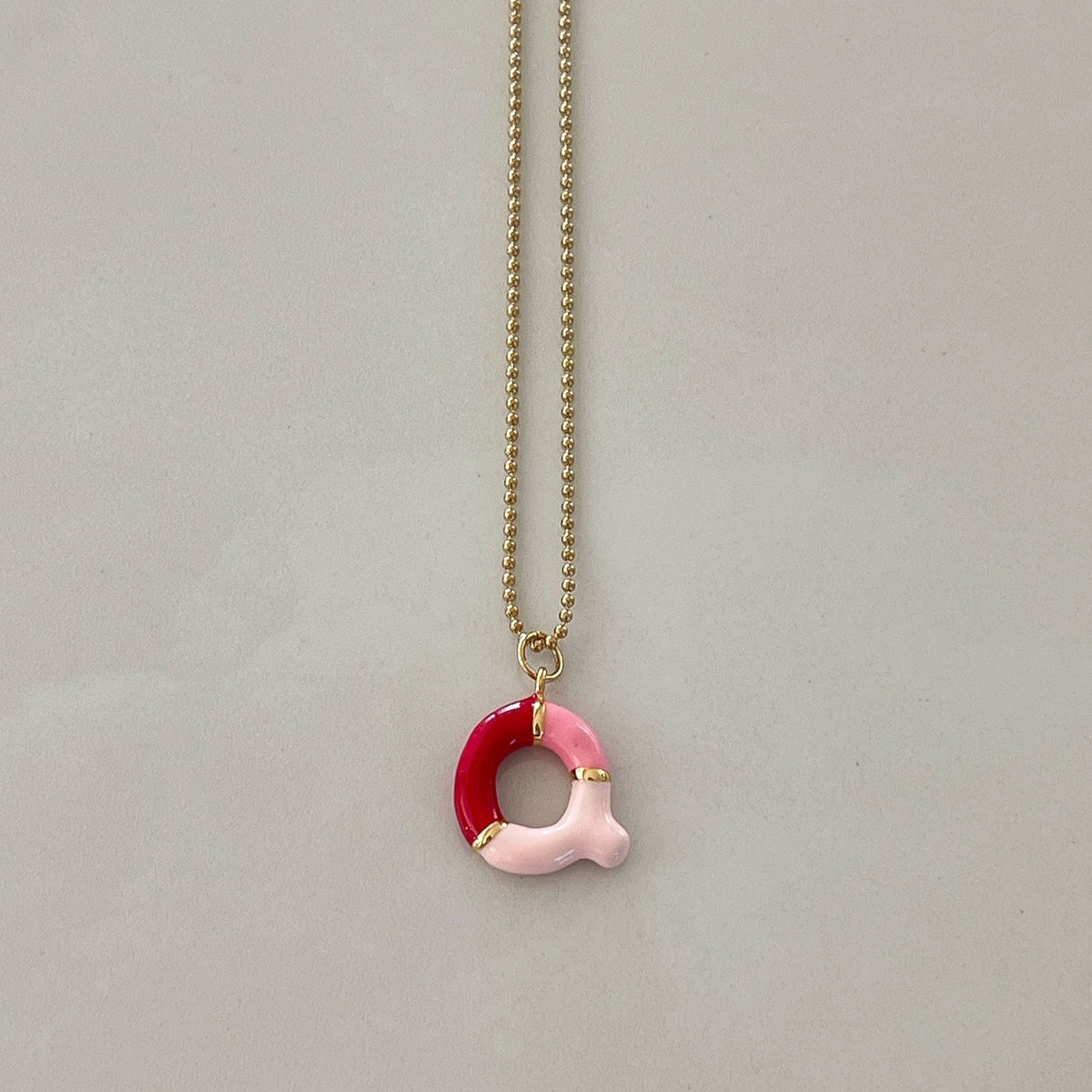 Q Intial Charm Letter Necklace