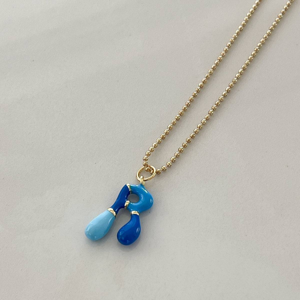 R Intial Charm Letter Necklace