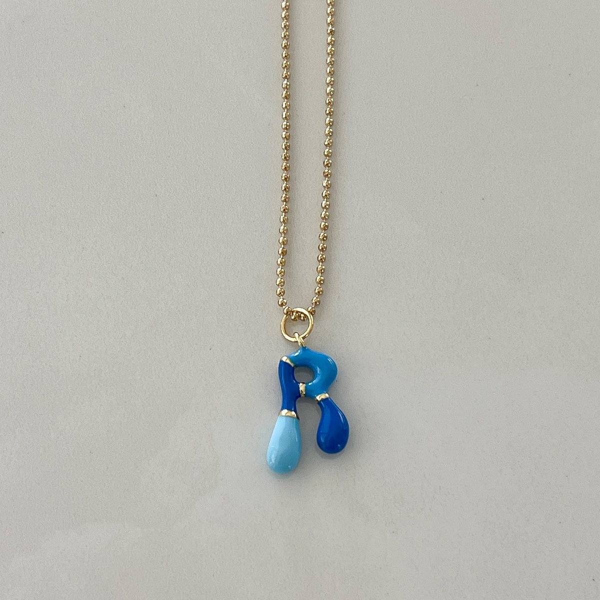 R Intial Charm Letter Necklace