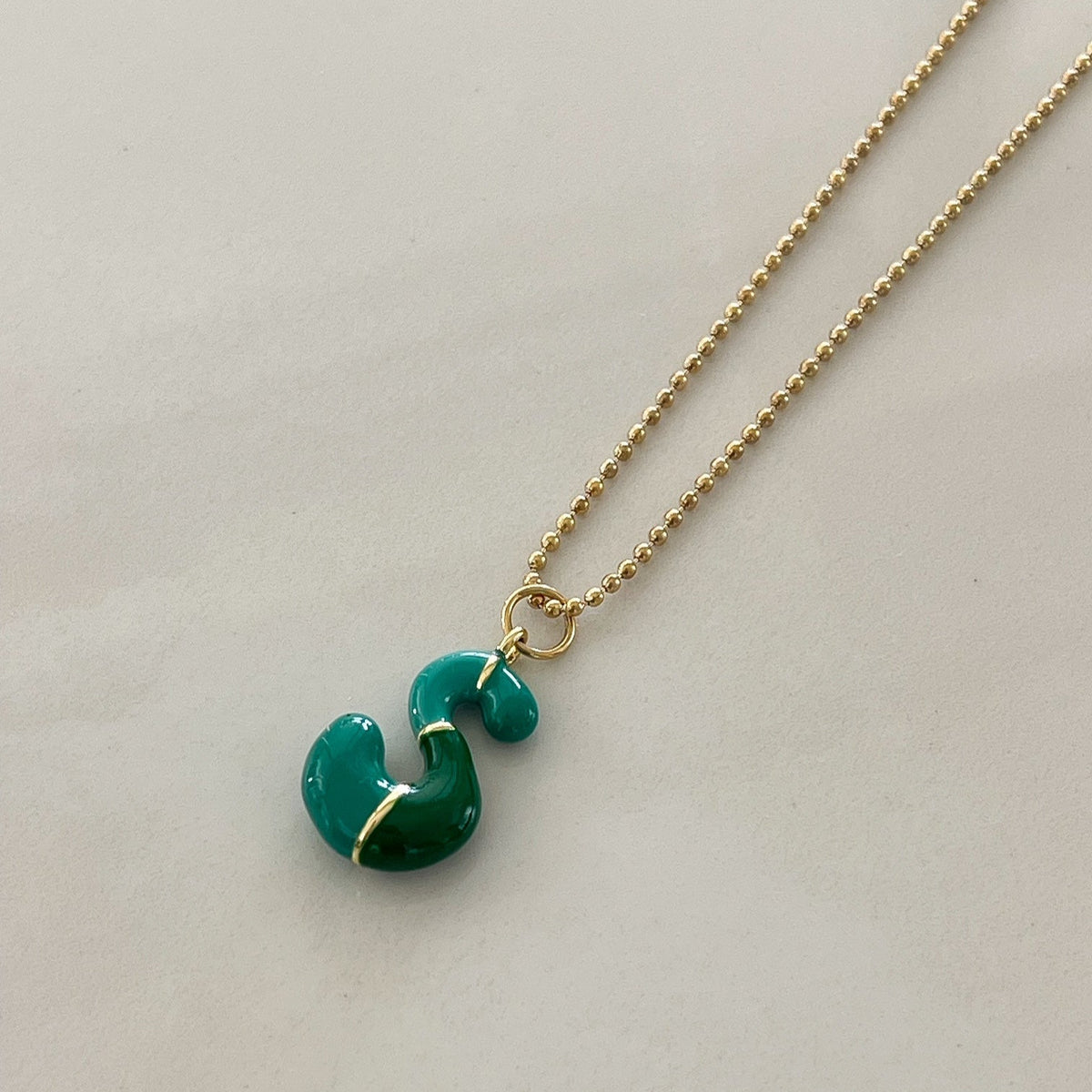 S Intial Charm Letter Necklace