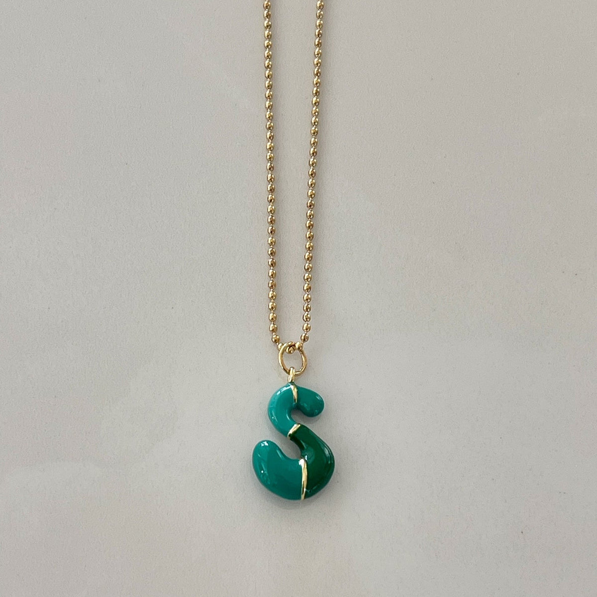S Intial Charm Letter Necklace