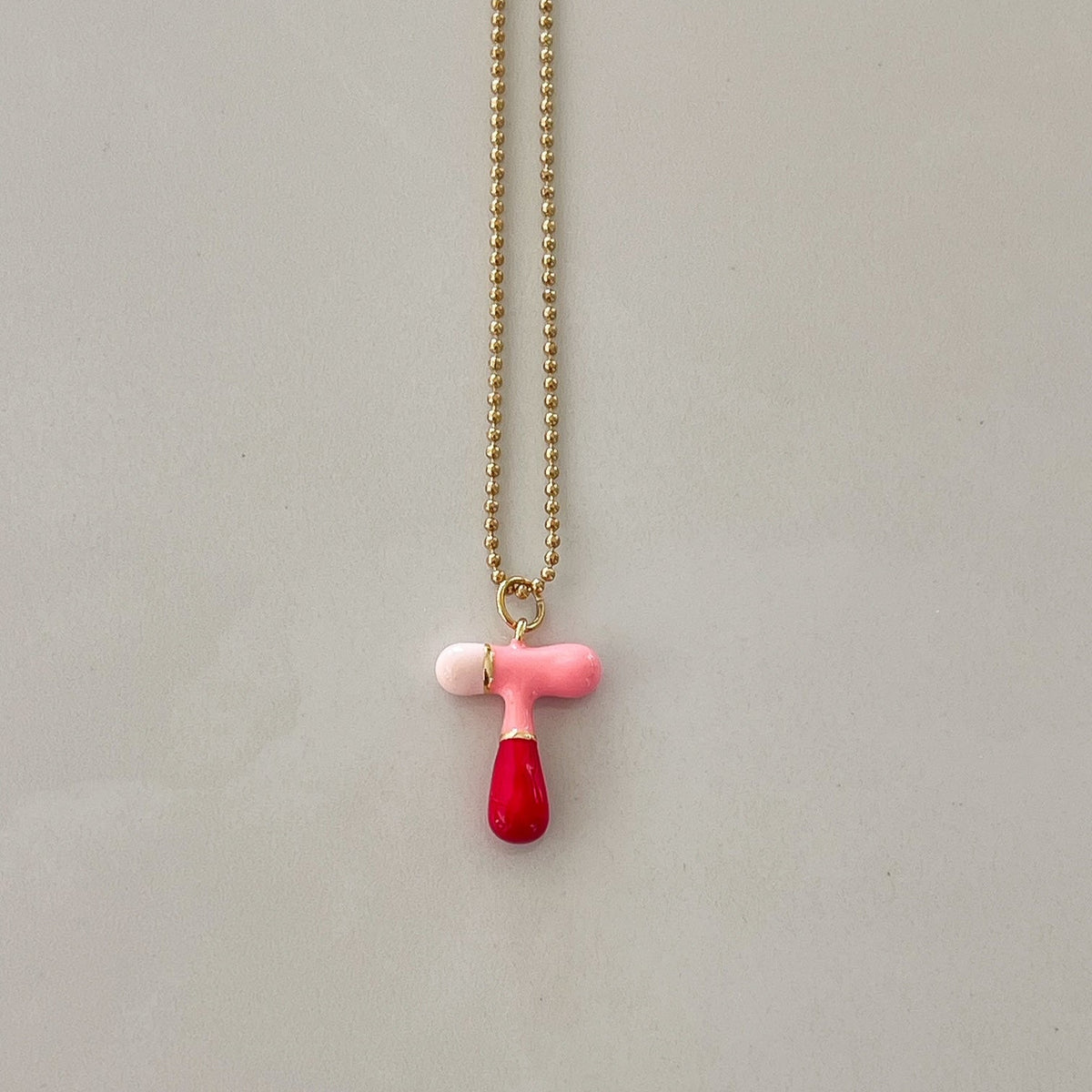 T Intial Charm Letter Necklace