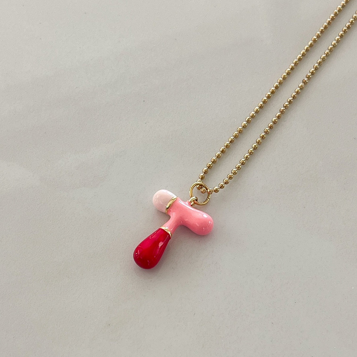 T Intial Charm Letter Necklace