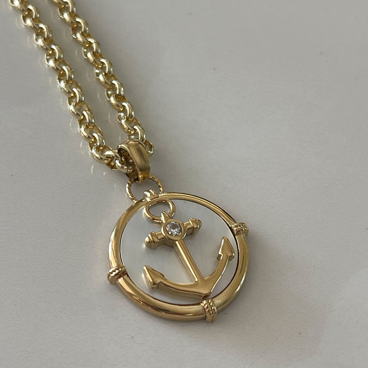 Anchor Charm Medallion Necklace